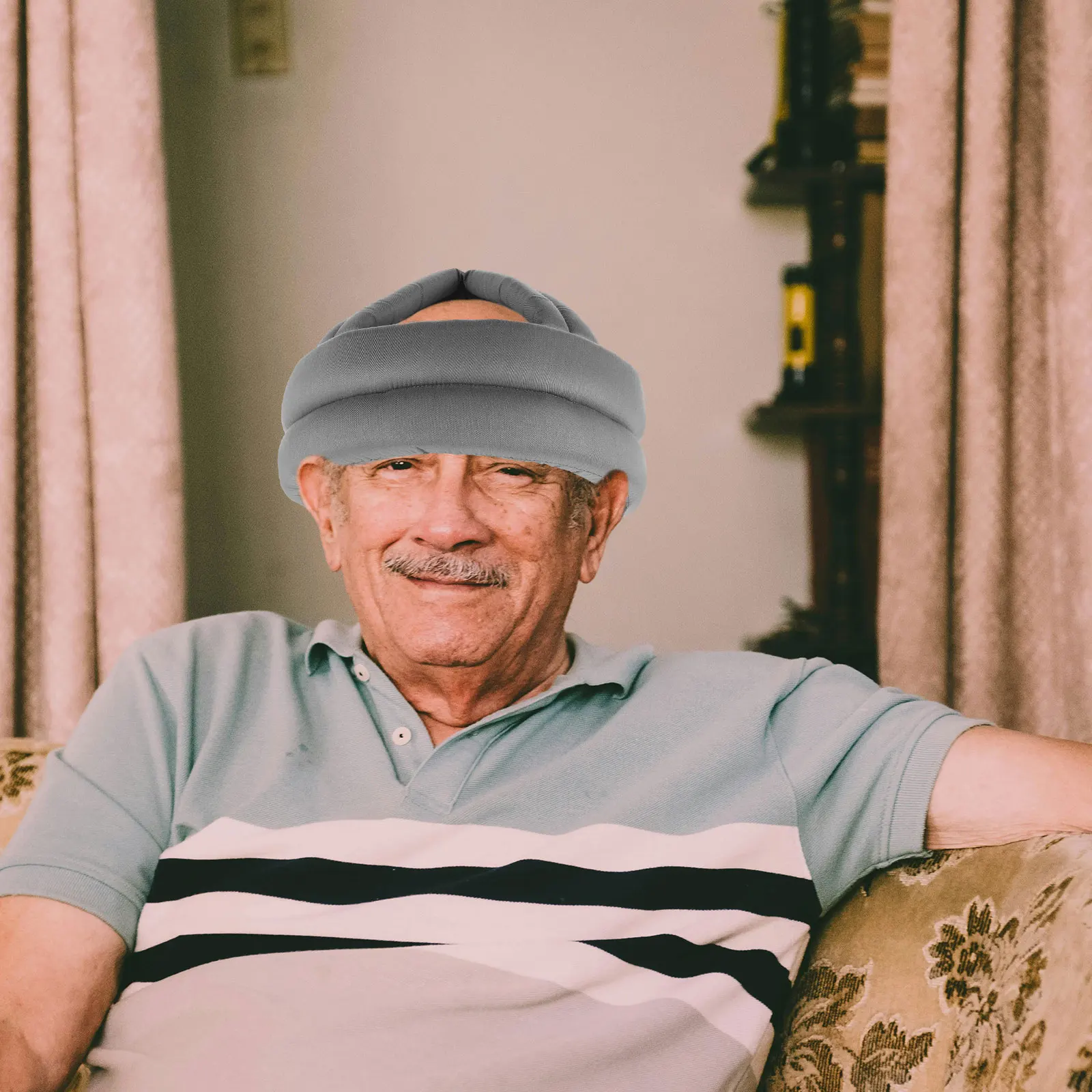 

Elderly Protection Hat Anti fall Cap Head Protector Adults Sponge Padding Breathable Cotton Fall Prevention Adjustable Strap