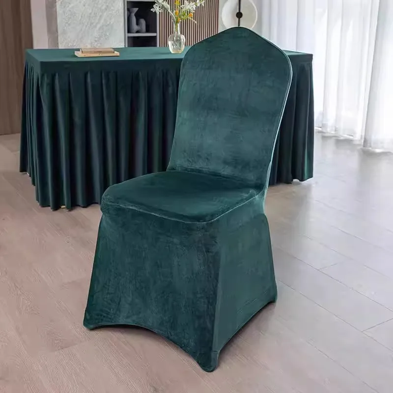 Customized Thickened High-End Elastic Universal Chair Cover, Hotel Wedding Hotel Banquet Conference Velvet Stretch Chair Cover