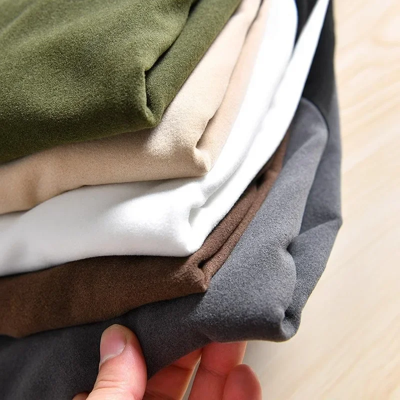 على الوجهين المخملية طويلة الأكمام تي شيرت الرجال الخريف الشتاء الدافئة الربط كتلة اللون قاعدة فضفاضة الجولة الرقبة زوجين القمم