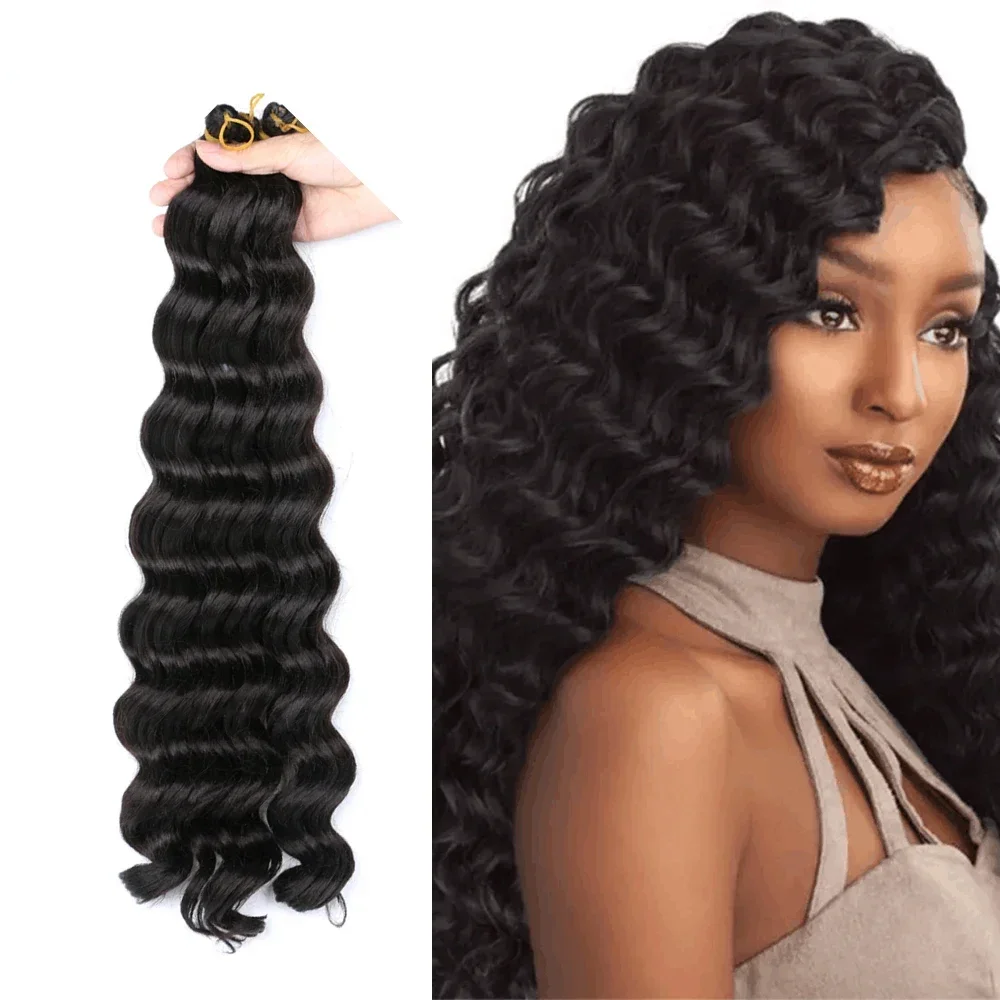 

22Inch Deep Wave Bulk Synthetic Hair For Braiding Curly Ombre Brown Blonde Daily Extensions No Weft Faux Braiding Hair For Women