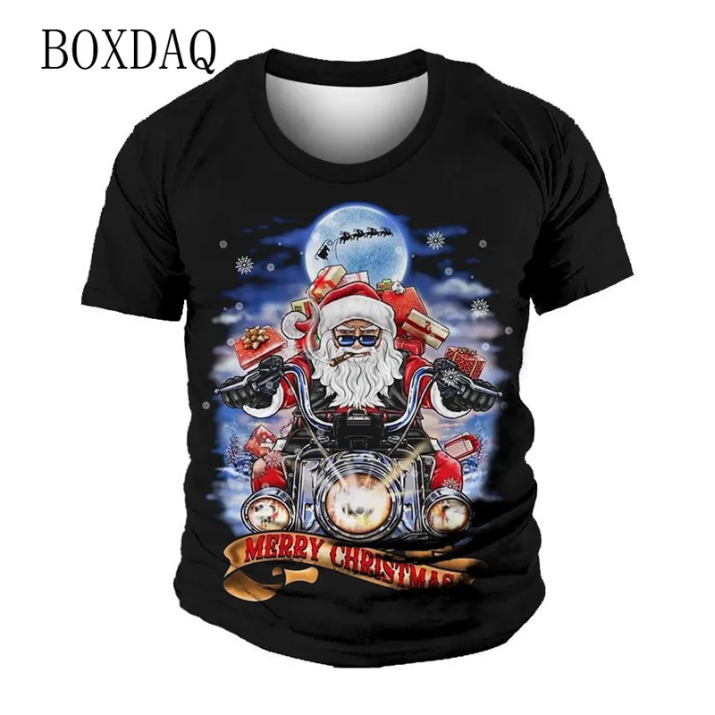 

Men's Christmas T-shirts Short Sleeve 3D Printed Gothic Funny Santa Claus Streetwear Tees A merry Christmas to you!