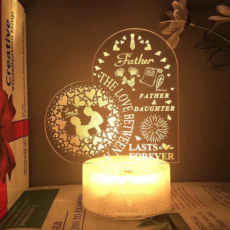 Father's Day Night Light Lasts Forever To Father Acrylic 3d Led Lamp For Bedroom Holiday Gift