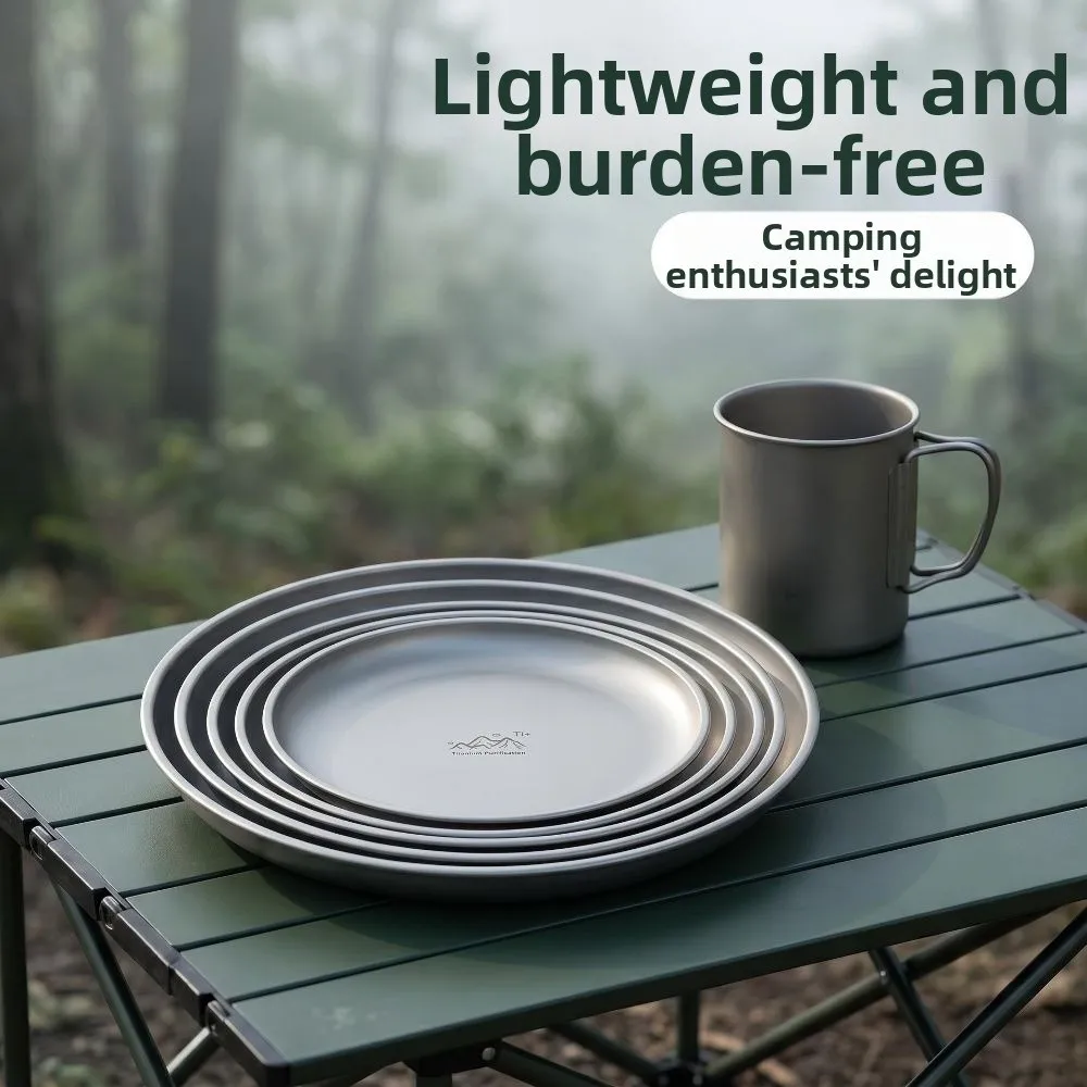 Titanium Purification Camping Plate Lightweight 14/17/20/23/26cm Reusable Tableware Fruit Salad Plate