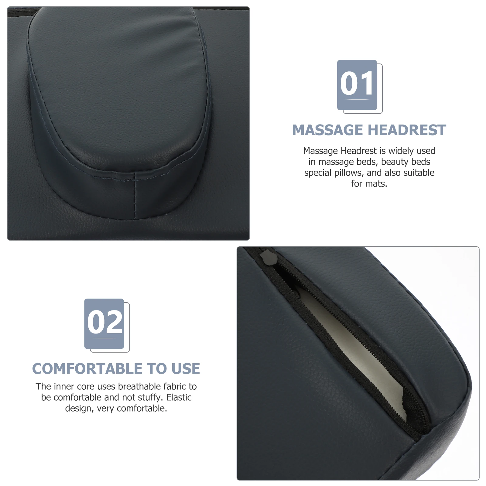 

Massage Bed Pillow Set Face Hole Headrest for Table Navy PU Down Alternative Sleeper Accessory