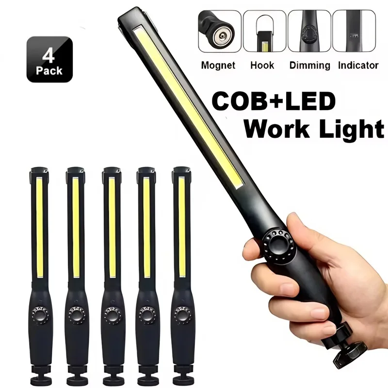 1/2/4pc lanterna led luz de trabalho magnética usb recarregável tocha gancho portátil luz inspeção acampamento lâmpada reparo do carro