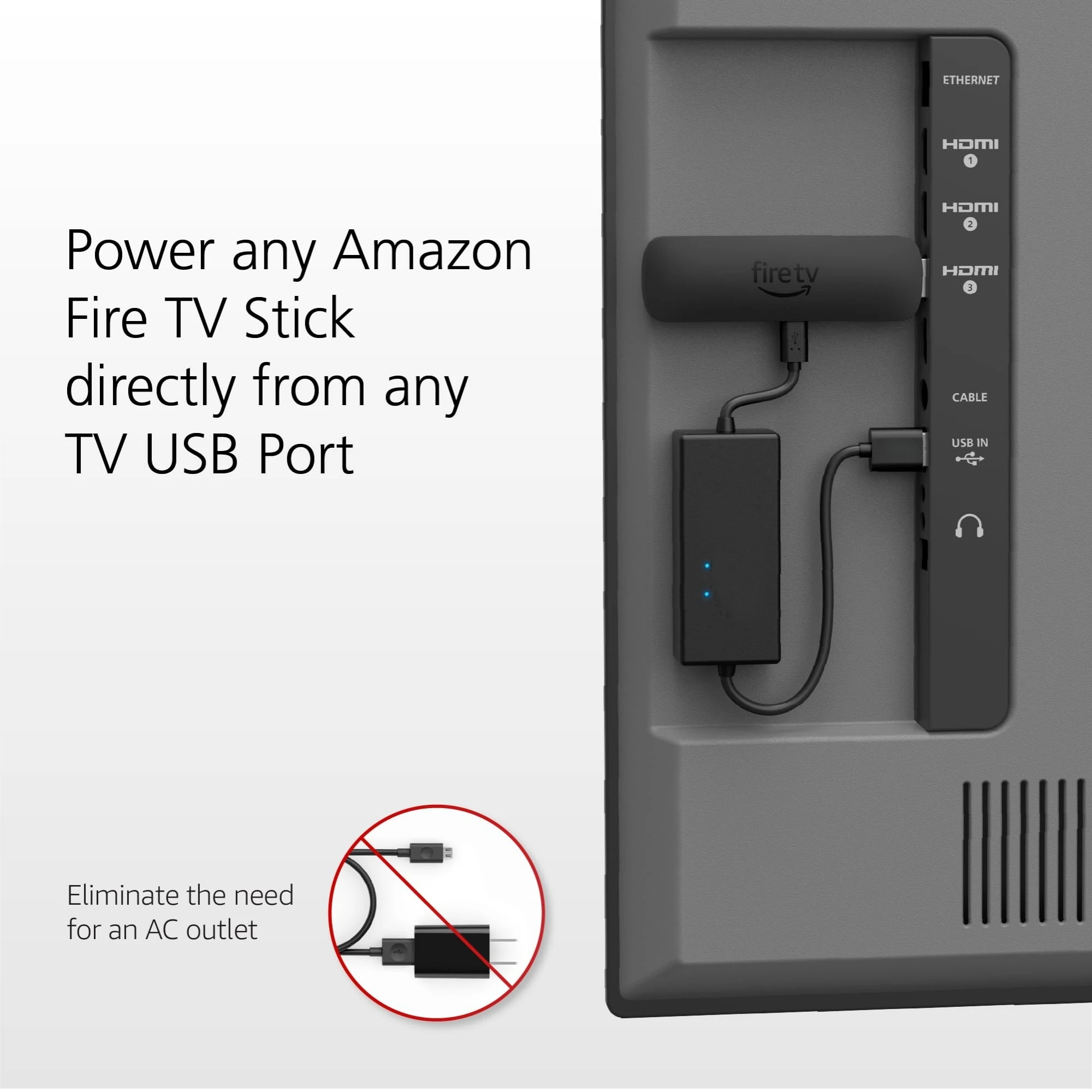 Power Cable Adapter for AMZ Fire TV Stick, Power Fire TV Stick Directly From TV USB Port (Eliminates The Need For AC Adapter) image 4