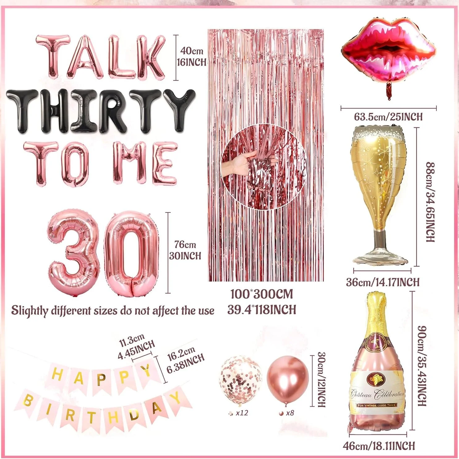 LaVenty 27 PCS Rose Gold Talk 30 to Me Balloons Talk 30 to Me Birthday Decoration Talk Thirty To Me Backdrop