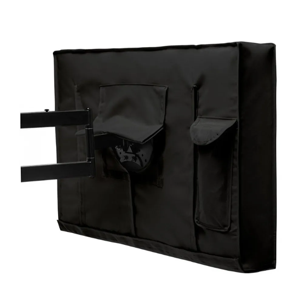 Outdoor TV Cover 55-58 Inches Heavy Duty Weatherproof Dustproof Double Stitched Strap Closure Includes Microfiber Cleaning Cloth
