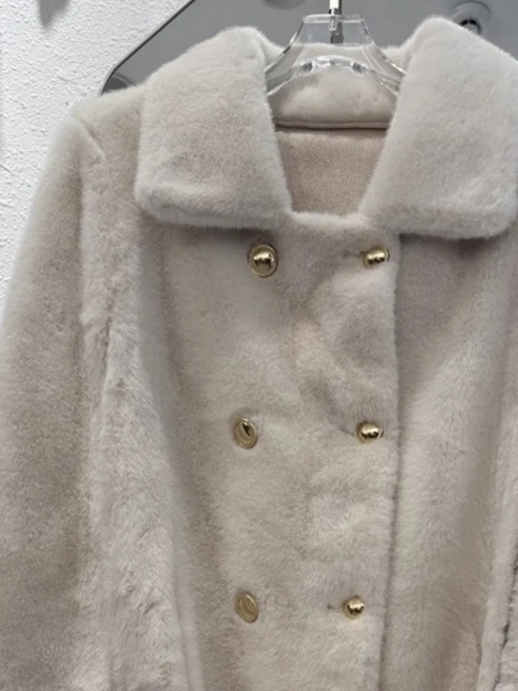 ZMEENNA معطف نسائي كلاسيكي مزدوج الصدر محززة التلبيب ملابس خارجية التعادل حزام خصر معطف شتوي دافئ أنيق ZM4475 #3