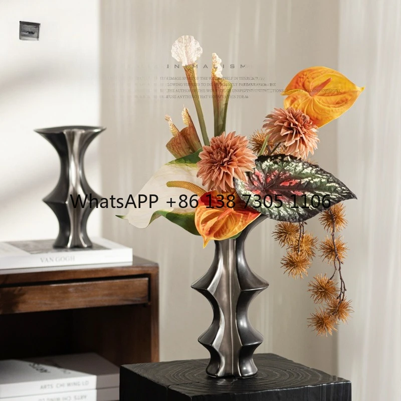 

French medieval Morandi color high-end simulated flower arrangement wabi-sabi wind hotel clubhouse floral arrangement