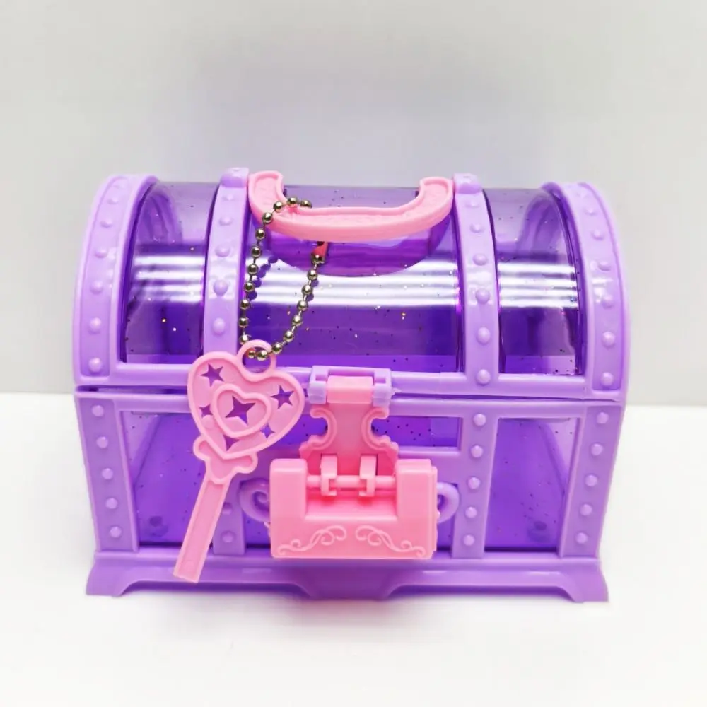 Jewelry Accessories Pink/Purple Jewelry Box With Lock Pretend Play Cute Makeup Box Plastic Storage Case Treasure Chest