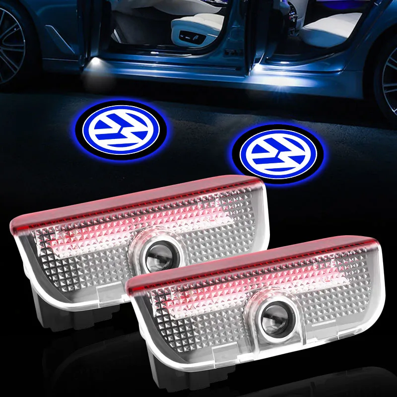 For VW Golf Amarok T5 Phaeton Teramont Tiguan T-Cross Passat Magotan 2Pcs Car Door Welcome Light HD LED Projector Welcome Light