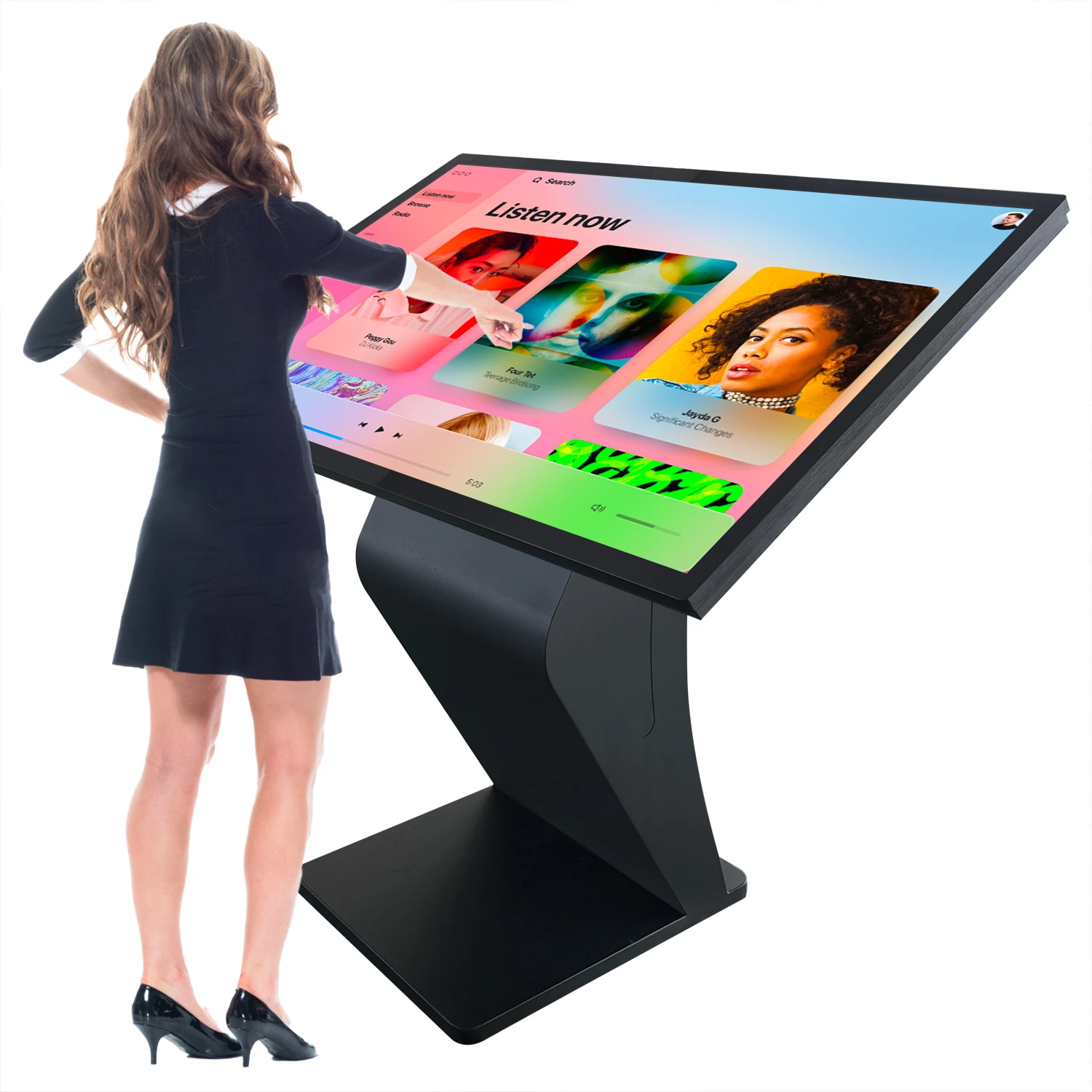 Floor Standing Interactive Touch Screen Advertising Information Touch Kiosk For Shopping Mall And Restaurant