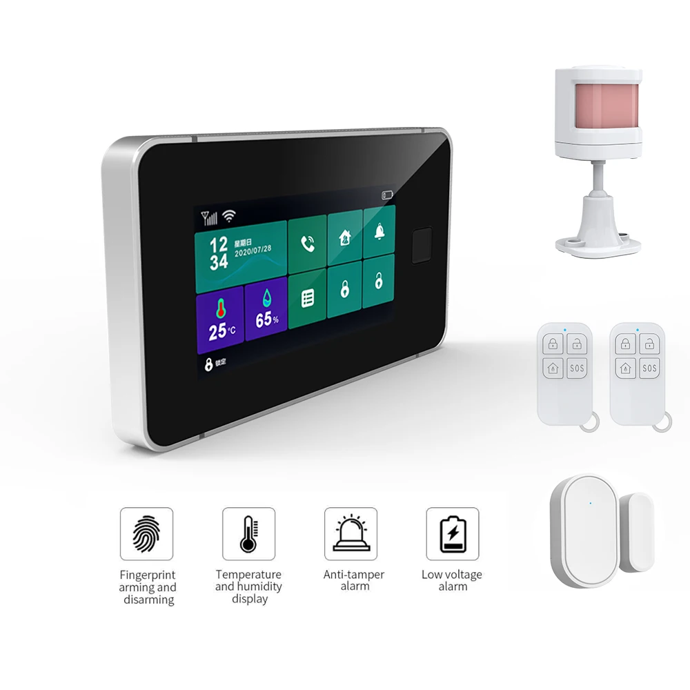 Tuya Smart Burglar Alarm System Remote Control Touch Screen Wifi 4G Security Alarm System for Home