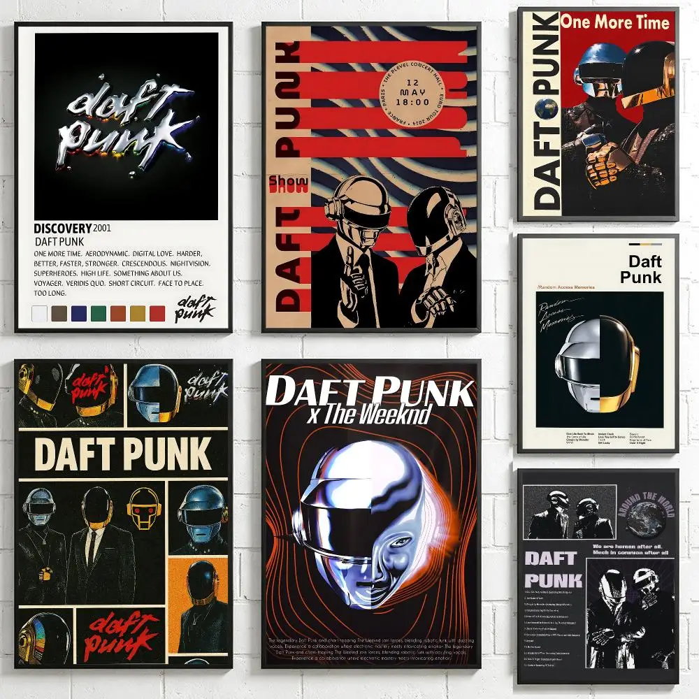 band Daft Punk Poster HD Poster Retro Industrial Style Suitable for Living Room Bar Corridor and Gift Giving