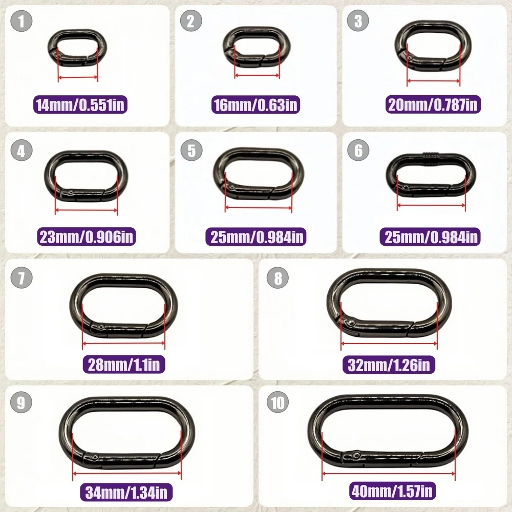 10-100Pcs Oval Spring O Ring Openable Leather Bag Handbag Strap Buckle Connect Keyring Pendant Key Dog Chain Snap Clasp Clip