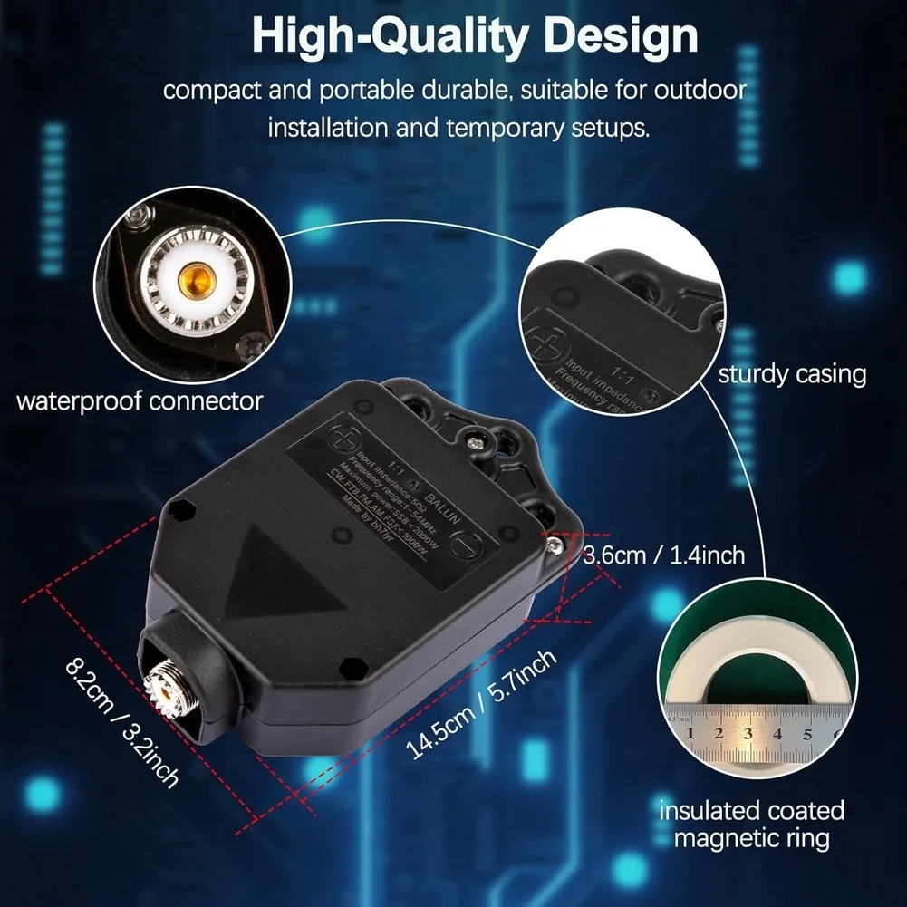1-1-balun-1-54mhz-2kw-waterproof-current-high-power-2000w-balun-for-dipole-amateur-radio-black-color-1pc