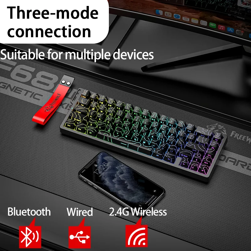 ワイヤレスキーボード FREEWOLF F68 F68Pro ゲーミングキーボード磁気スイッチ 3 モード