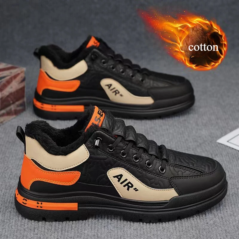 Winter Men's Boots Casual Velvet Keep Warm Thick Soled Sneakers Male Luxury High Tops Non-slip Walking Shoe Zapatillas De Hombre