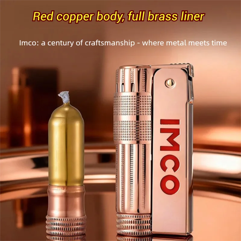 

IMCO 6700 Refillable Red Copper Oil Lighter Original Brass InnerTank Insert Windproof Vintage Smoker Lighter for Men