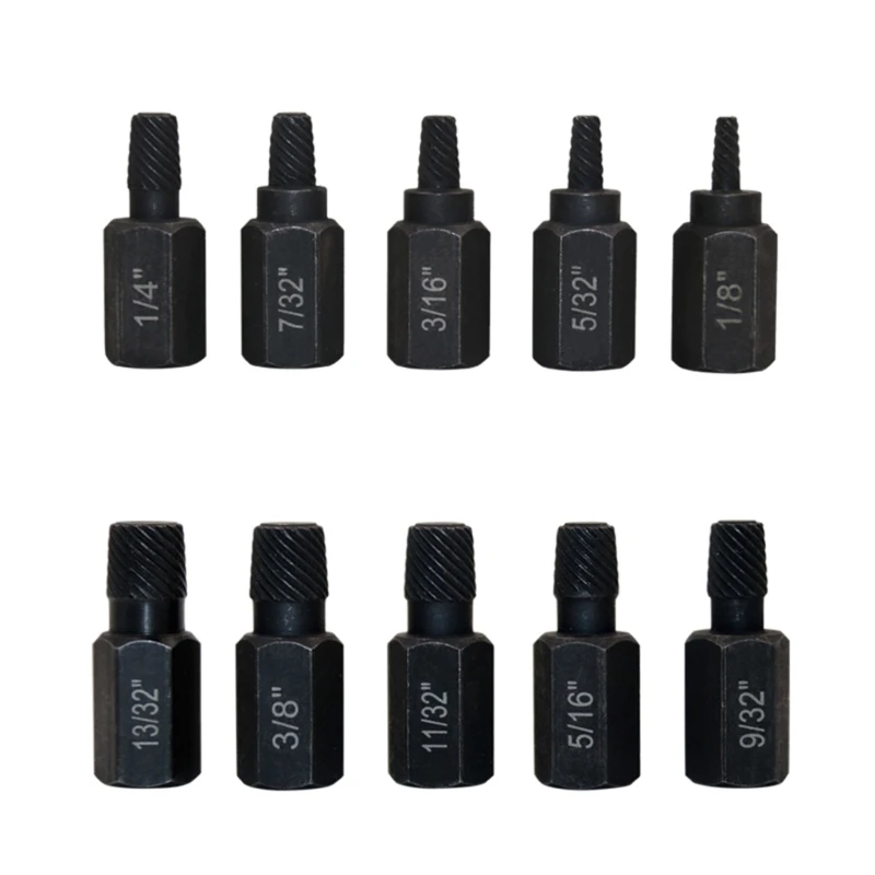 10PCS Screw Extractor Set Easy Out Broken Bolt Remover Precision Tool for Stripped Screws Mechanics Repair