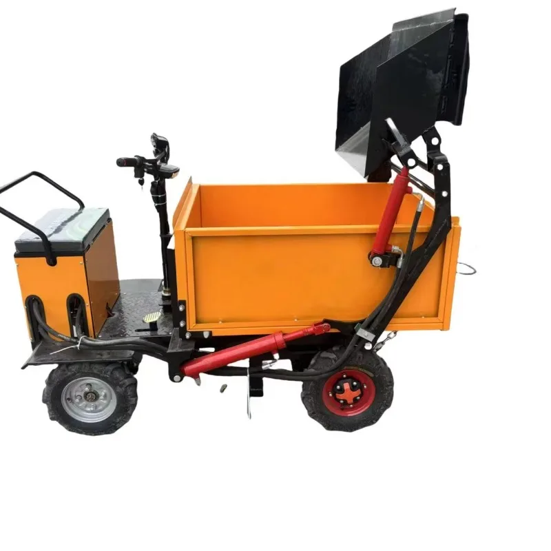2000W Electric Self Loading Self Dumping 4 Wheel Mini Dumper 1000kg 1 Ton Hydraulic Power Barrow For Farm Construction Site