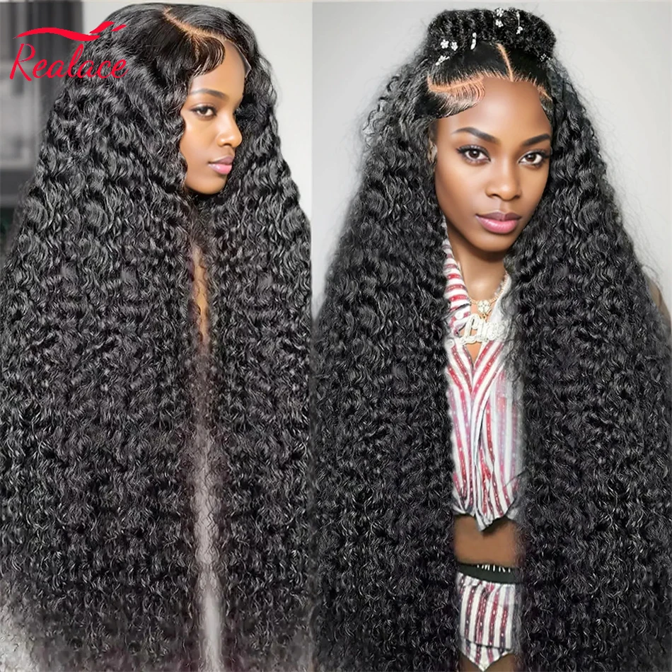 Perruque Lace Front Wig 100% Naturelle Bouclée, Cheveux Humains, Deep Wave, 13x4, 13x6, HD, 30 38 Pouces, au Choix, pour Femme