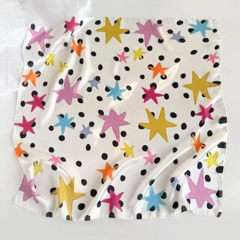 

Ретро-шарф с принтом звезд, геометрический узор, маленький квадратный платок для девушек, повязка на голову, корейский шелковый шарф с леопардовым принтом, для улицы