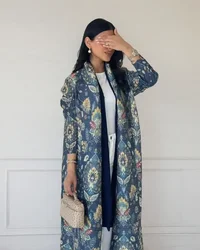 Women's Fold Miyake Pleated Abaya Long Sleeve Print Foldable Collar Robe Cardigan Coat New Winter Fashion Original Design 2026