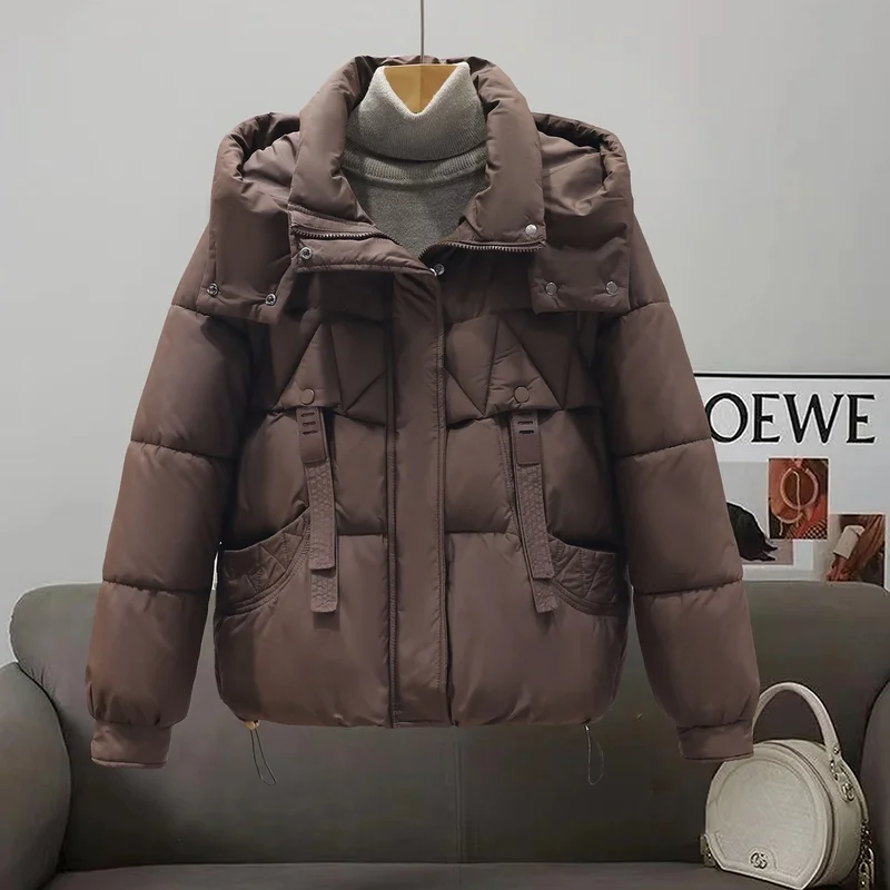 

Thiened Cotton Jaet Women's Casual Hooded Winter Coat 2025 New Sle Faionable Loose Fit High-End down Cotton Puffer
