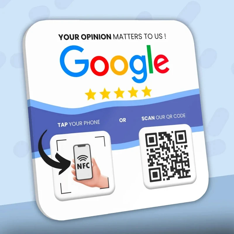 Google Review QR Code Sign Social Media Connected Plate One Tap Contactless NFC QR Code Stand Display For Business Retail Store