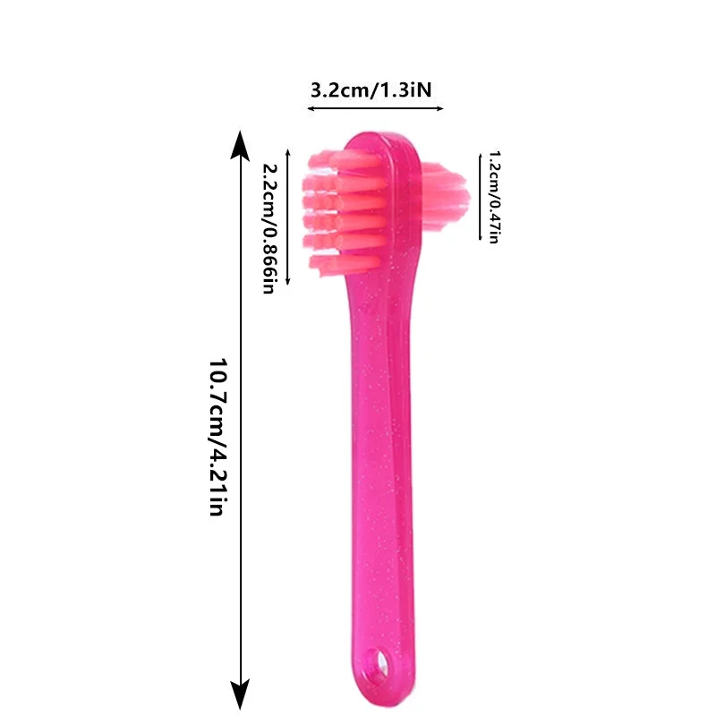 50Pcs Denture Cleaning Brush Dual Head Portable Denture Toothbrush False Teeth Brace Mouth Guard Cleaning Tools