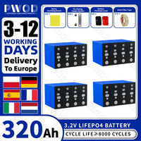 PWOD 16PCS 3.2V 320AH Lifepo4 Battery 8000 Cycle Rechargeable Batteries DIY 12V 24V 48V RV EV Boat Golf Cart Yacht Van Cell Pack