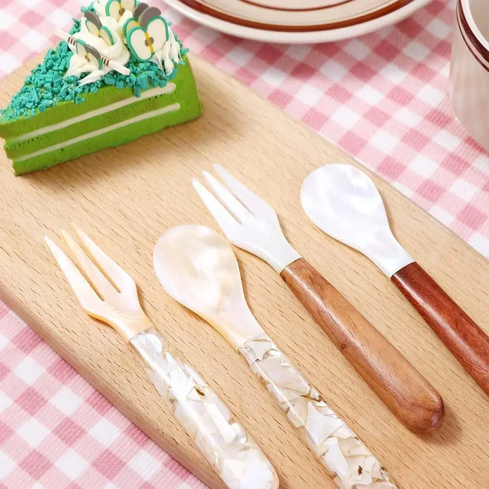 Seasoning Creative Tableware Natural Coffee Conch Fork Teaspoon Ice Cream Dessert Spoon Shell Spoon