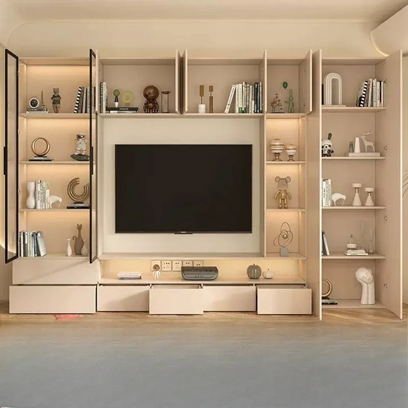 TV cabinet integrated combination light luxury background wall cabinet integrated living room full wall storage cabinet