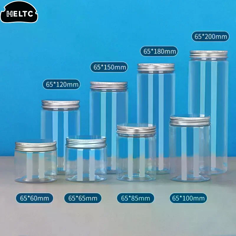 Aluminum Packing Bottle PET Clear Empty Seal Bottle Circular Bucket Storage Biscuit Jar Food Grade Sealed Cans Tank Container