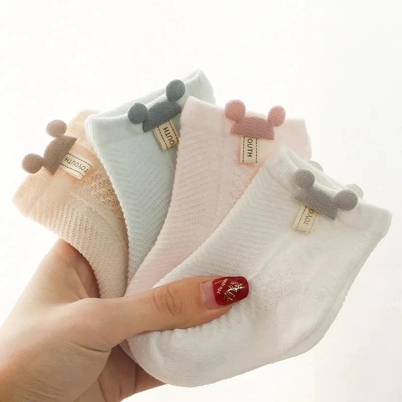 4Pairs/Lot Summer Baby Mesh Thin Socks Cartoon Soft Cotton Newborn Sock Princess Infant Toddler Girls Cute Breathable Socks