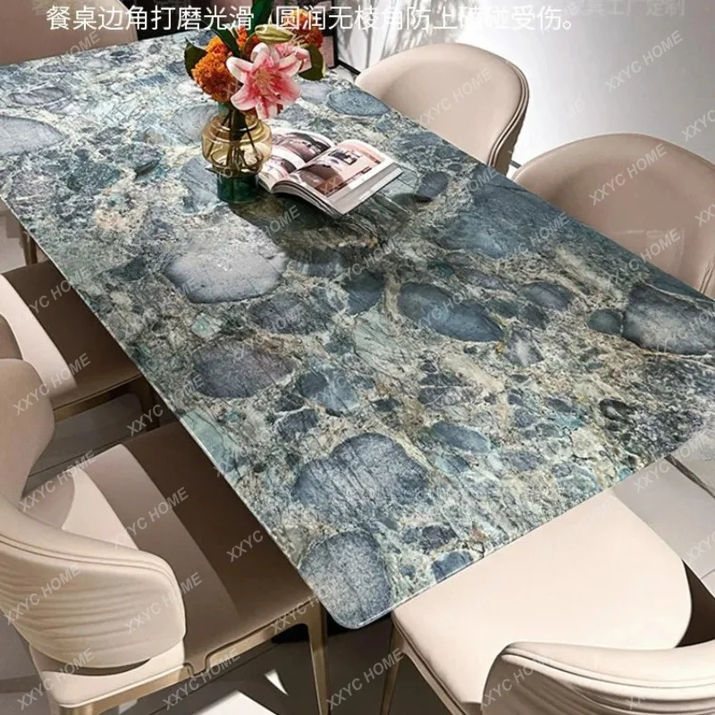 XX  natural luxury stone dining table high sense light luxury marble dining table rectangle