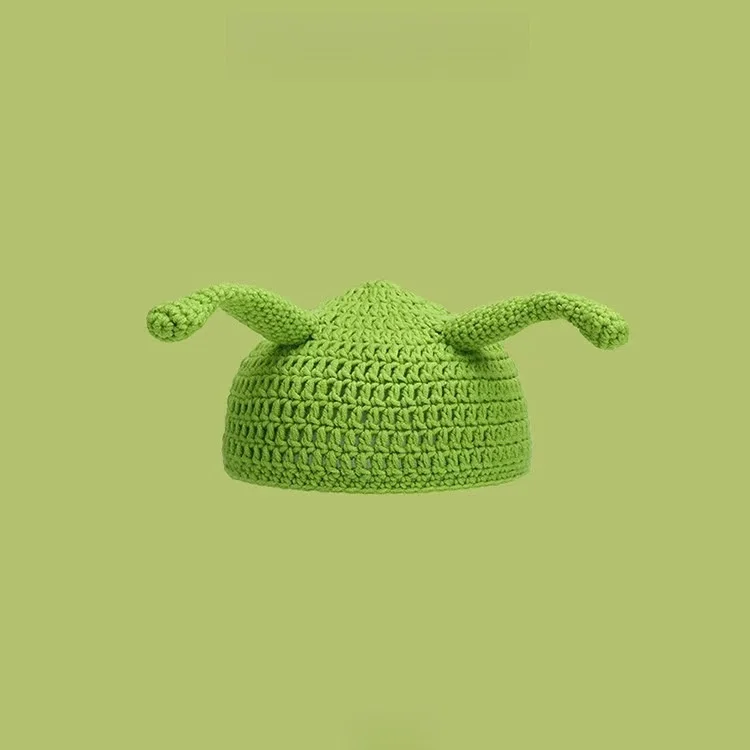 Unisex Sturmhaube Monster Shrek Mütze Wolle Winter Warme Strickmützen Grün Lustige Beanie Skullies Mütze für Damen Herren Rein handgefertigt – Detail 9
