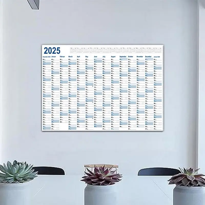 

2025 Wall Poster Calendar Kraft Paper Wall Planner Landscape Format Poster Calendar Multifunctional Foldable Annual Calendar