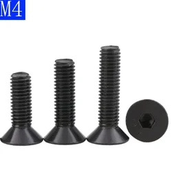 M4 - 0.7  4mm DIN7991 Black 10.9 Class Alloy Steel Hex Socket Countersunk Head Screw Flat Hex Socket bolts DIN 7991