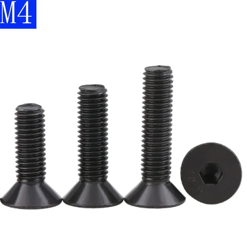 M4 - 0.7  4mm DIN7991 Black 10.9 Class Alloy Steel Hex Socket Countersunk Head Screw Flat Hex Socket bolts DIN 7991