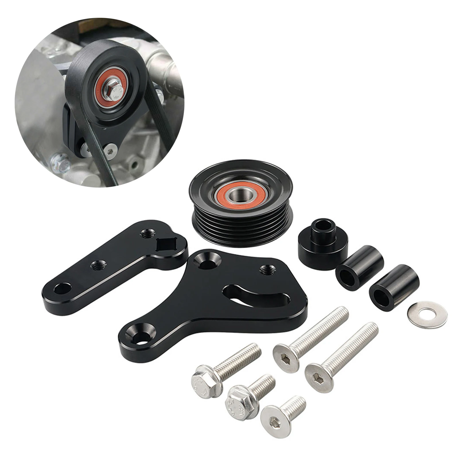 BEVINSEE Aluminum LS1 Manual Belt Tensioner w/Pulley for 1998-02 Camaro Z28 SS Firebird Formula Trans Am WS6 LS LS2 GTO