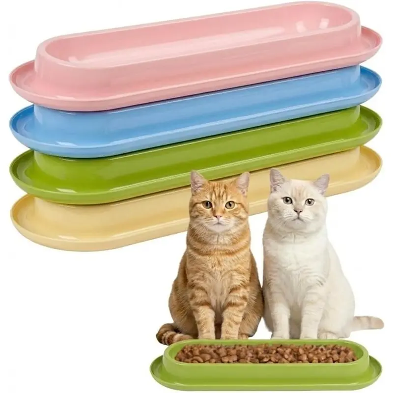 ABDJ-Multi-Cat Home 4Pack Long Pet Food Bowls Large Capacity Non-Slip Easy Clean Dishes Indoor & Outdoor Feeding