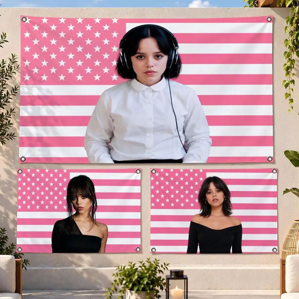 Actor Horror Jenna Ortega Flags Fan Flag Banner Wall Hanging Outdoor Yard Camping Dorm Garage Party Home Decor Gift