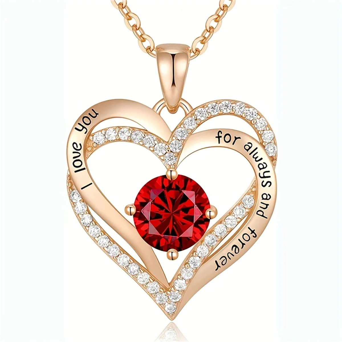 Luxury Red Zircon Pendant Necklaces with Rose Flower Gift Box For Girlfriend Women I Love You Gifts 2025 Trendy Wedding Jewelry image 6