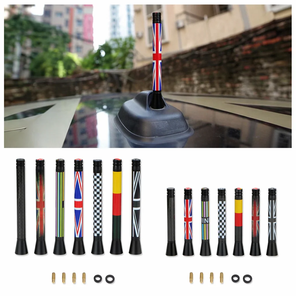 Universal Decorative Roof Mast Antenna National Flag Pattern Short Long Stubby Aerial For Mini Cooper S JCW R55 R56 R57 R60