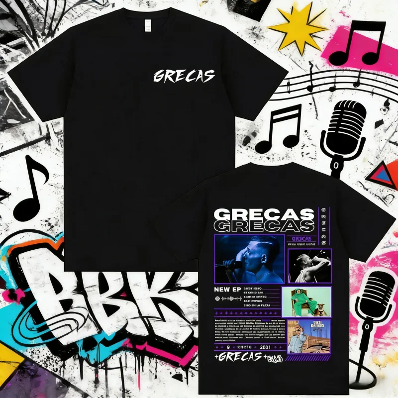 

2025 Summer Rapper Grecas Tour Album Merch Men Clothing Fashion Oversized T-shirt Casual 100% Pure Cotton Printed T-shirt Y2k