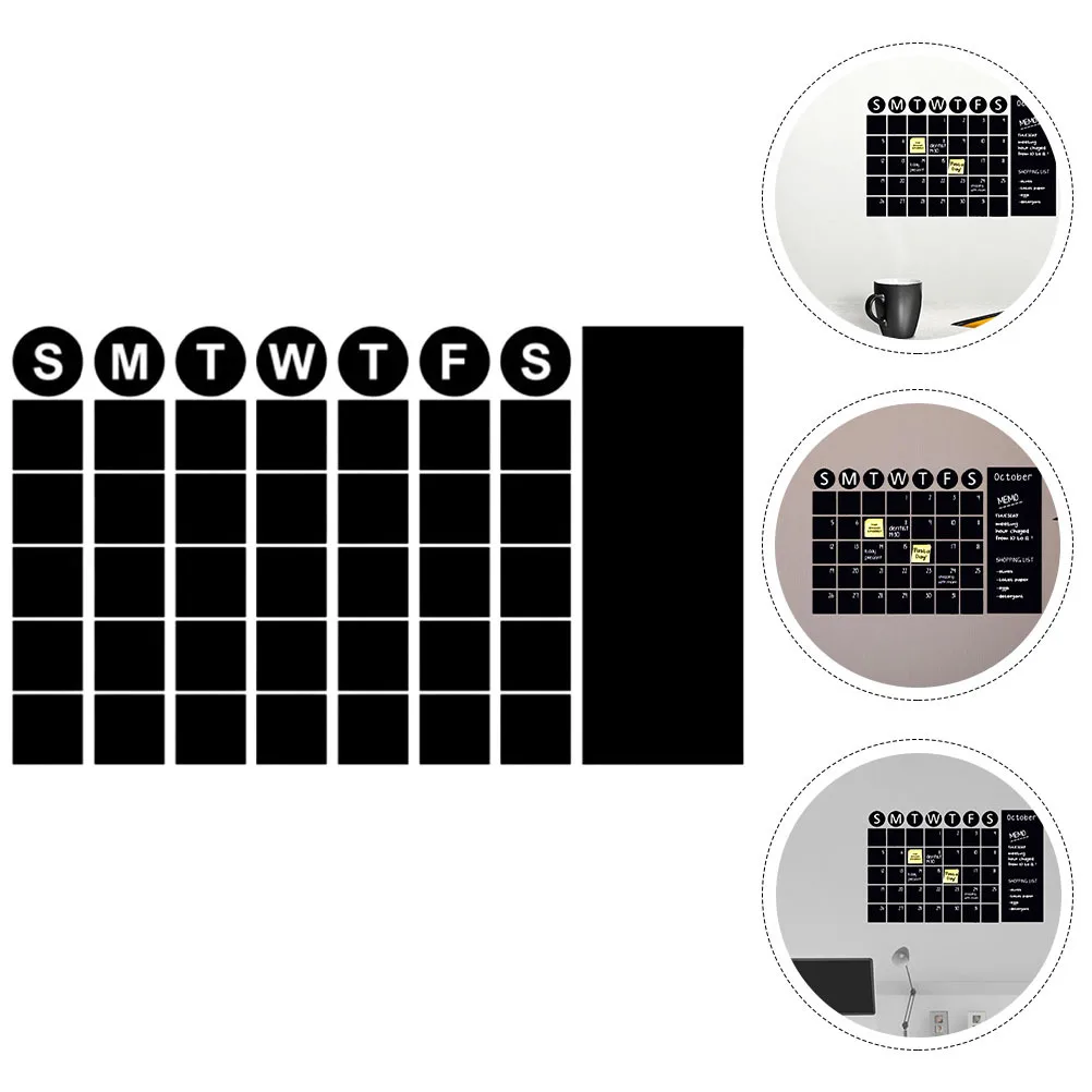 

1 Sheet Blackboard Sticker Removable Pvc Wall Decal For Home Office School Daily Planning Calendar Design Self-Adhesive