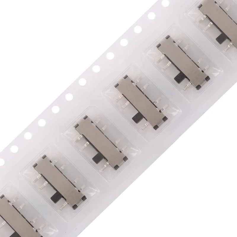 Mini interruptor deslizante de encendido y apagado, 10 piezas, 8 pines, 3 posiciones, Micro interruptor de palanca deslizante H = 2MM, interruptor